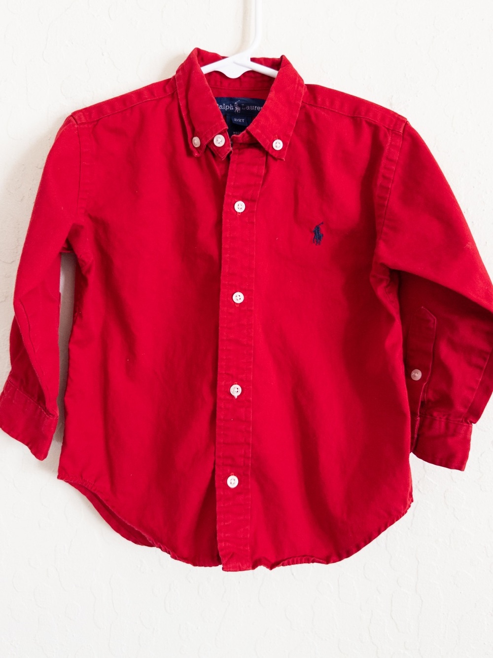 Vintage Y2K Ralph Lauren 100% Cotton Long Sleeve Button Down Shirt 2T Red Preppy